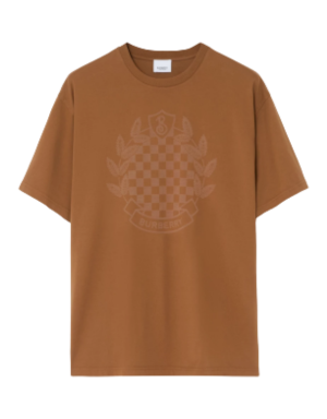 Burberry Chequered Crest Cotton T-shirt in Brown