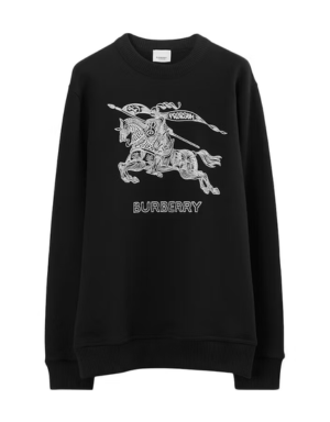 Burberry Embroidered EKD Cotton Sweatshirt Black